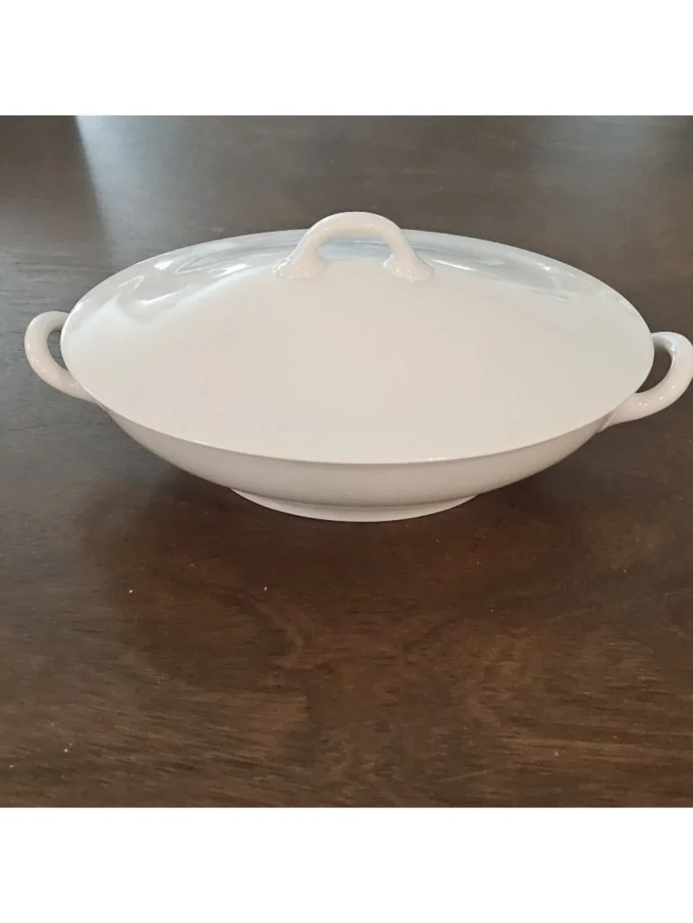 Antique Haviland Limoges White Porcelain Oval Covered Vegetable Serving Bowl